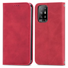 Custodia Portafoglio In Pelle Cover con Supporto S04D per Oppo A94 5G Rosso