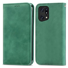 Custodia Portafoglio In Pelle Cover con Supporto S04D per Oppo Find X5 5G Verde