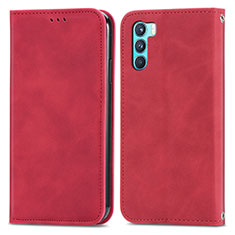 Custodia Portafoglio In Pelle Cover con Supporto S04D per Oppo K9 Pro 5G Rosso