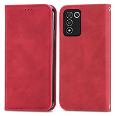 Custodia Portafoglio In Pelle Cover con Supporto S04D per Oppo K9S 5G Rosso