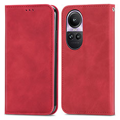 Custodia Portafoglio In Pelle Cover con Supporto S04D per Oppo Reno10 5G Rosso