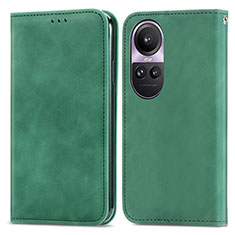 Custodia Portafoglio In Pelle Cover con Supporto S04D per Oppo Reno10 5G Verde