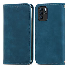 Custodia Portafoglio In Pelle Cover con Supporto S04D per Oppo Reno6 Z 5G Blu