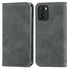 Custodia Portafoglio In Pelle Cover con Supporto S04D per Oppo Reno6 Z 5G Grigio