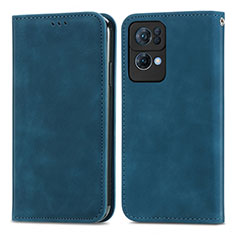 Custodia Portafoglio In Pelle Cover con Supporto S04D per Oppo Reno7 Pro 5G Blu