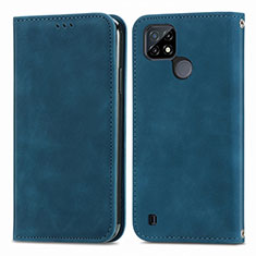 Custodia Portafoglio In Pelle Cover con Supporto S04D per Realme C25Y Blu