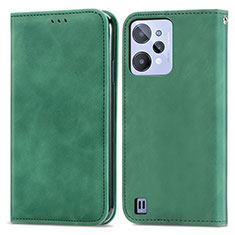 Custodia Portafoglio In Pelle Cover con Supporto S04D per Realme C31 Verde