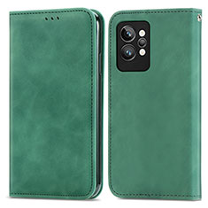 Custodia Portafoglio In Pelle Cover con Supporto S04D per Realme GT2 Pro 5G Verde