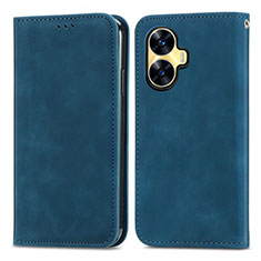 Custodia Portafoglio In Pelle Cover con Supporto S04D per Realme Narzo N55 Blu