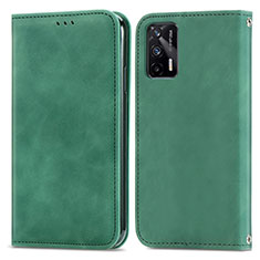 Custodia Portafoglio In Pelle Cover con Supporto S04D per Realme X7 Max 5G Verde