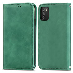 Custodia Portafoglio In Pelle Cover con Supporto S04D per Samsung Galaxy A02s Verde