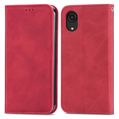 Custodia Portafoglio In Pelle Cover con Supporto S04D per Samsung Galaxy A03 Core Rosso