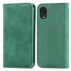 Custodia Portafoglio In Pelle Cover con Supporto S04D per Samsung Galaxy A03 Core Verde