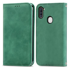 Custodia Portafoglio In Pelle Cover con Supporto S04D per Samsung Galaxy A11 Verde