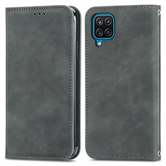 Custodia Portafoglio In Pelle Cover con Supporto S04D per Samsung Galaxy A12 Grigio