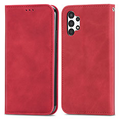 Custodia Portafoglio In Pelle Cover con Supporto S04D per Samsung Galaxy A13 4G Rosso