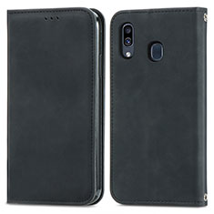 Custodia Portafoglio In Pelle Cover con Supporto S04D per Samsung Galaxy A20 Nero