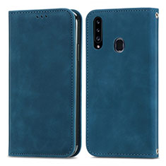 Custodia Portafoglio In Pelle Cover con Supporto S04D per Samsung Galaxy A20s Blu