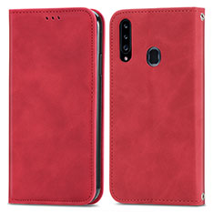 Custodia Portafoglio In Pelle Cover con Supporto S04D per Samsung Galaxy A20s Rosso