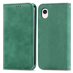 Custodia Portafoglio In Pelle Cover con Supporto S04D per Samsung Galaxy A22 5G SC-56B Verde