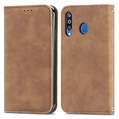 Custodia Portafoglio In Pelle Cover con Supporto S04D per Samsung Galaxy A40s Marrone