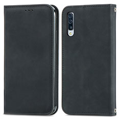 Custodia Portafoglio In Pelle Cover con Supporto S04D per Samsung Galaxy A50S Nero