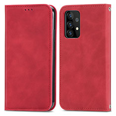 Custodia Portafoglio In Pelle Cover con Supporto S04D per Samsung Galaxy A52 4G Rosso