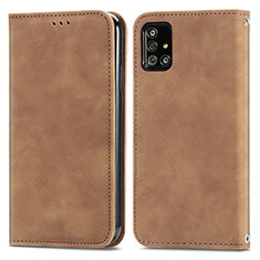 Custodia Portafoglio In Pelle Cover con Supporto S04D per Samsung Galaxy A71 4G A715 Marrone