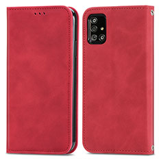 Custodia Portafoglio In Pelle Cover con Supporto S04D per Samsung Galaxy A71 4G A715 Rosso