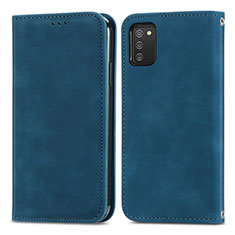 Custodia Portafoglio In Pelle Cover con Supporto S04D per Samsung Galaxy F02S SM-E025F Blu