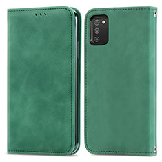 Custodia Portafoglio In Pelle Cover con Supporto S04D per Samsung Galaxy F02S SM-E025F Verde