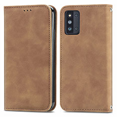 Custodia Portafoglio In Pelle Cover con Supporto S04D per Samsung Galaxy F52 5G Marrone