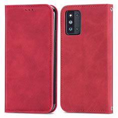 Custodia Portafoglio In Pelle Cover con Supporto S04D per Samsung Galaxy F52 5G Rosso