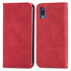 Custodia Portafoglio In Pelle Cover con Supporto S04D per Samsung Galaxy M02 Rosso