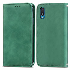 Custodia Portafoglio In Pelle Cover con Supporto S04D per Samsung Galaxy M02 Verde