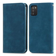 Custodia Portafoglio In Pelle Cover con Supporto S04D per Samsung Galaxy M02s Blu