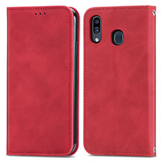 Custodia Portafoglio In Pelle Cover con Supporto S04D per Samsung Galaxy M10S Rosso