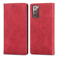 Custodia Portafoglio In Pelle Cover con Supporto S04D per Samsung Galaxy Note 20 5G Rosso