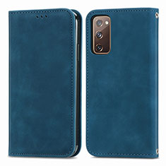 Custodia Portafoglio In Pelle Cover con Supporto S04D per Samsung Galaxy S20 FE 4G Blu