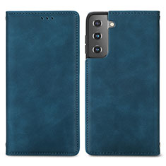 Custodia Portafoglio In Pelle Cover con Supporto S04D per Samsung Galaxy S21 FE 5G Blu