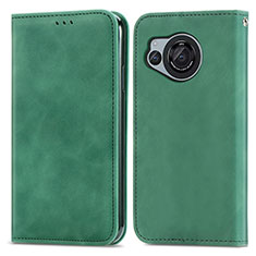 Custodia Portafoglio In Pelle Cover con Supporto S04D per Sharp Aquos R8s Verde