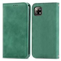 Custodia Portafoglio In Pelle Cover con Supporto S04D per Sharp Aquos Sense6s Verde