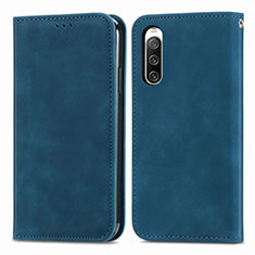 Custodia Portafoglio In Pelle Cover con Supporto S04D per Sony Xperia 10 IV Blu