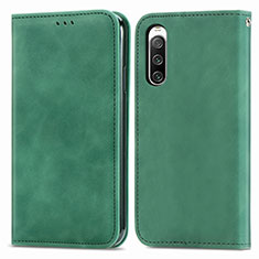 Custodia Portafoglio In Pelle Cover con Supporto S04D per Sony Xperia 10 IV SO-52C Verde