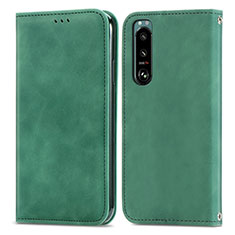 Custodia Portafoglio In Pelle Cover con Supporto S04D per Sony Xperia 5 III SO-53B Verde