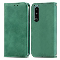 Custodia Portafoglio In Pelle Cover con Supporto S04D per Sony Xperia 5 IV Verde