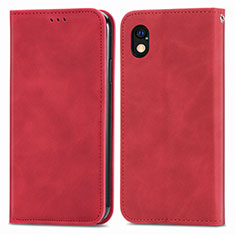Custodia Portafoglio In Pelle Cover con Supporto S04D per Sony Xperia Ace III SO-53C Rosso