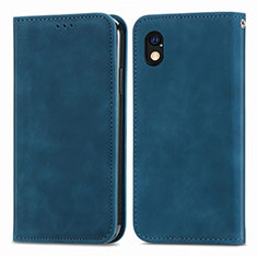 Custodia Portafoglio In Pelle Cover con Supporto S04D per Sony Xperia Ace III SOG08 Blu