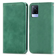 Custodia Portafoglio In Pelle Cover con Supporto S04D per Vivo V21s 5G Verde