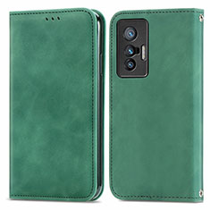 Custodia Portafoglio In Pelle Cover con Supporto S04D per Vivo X70 5G Verde